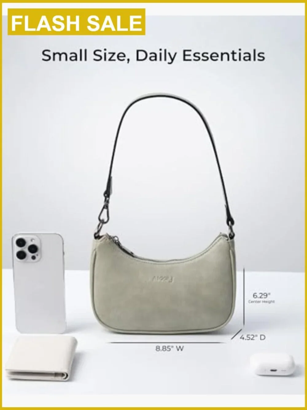 Vegan Leather Mini Crescent Hobo Purse Lightweight Handbag